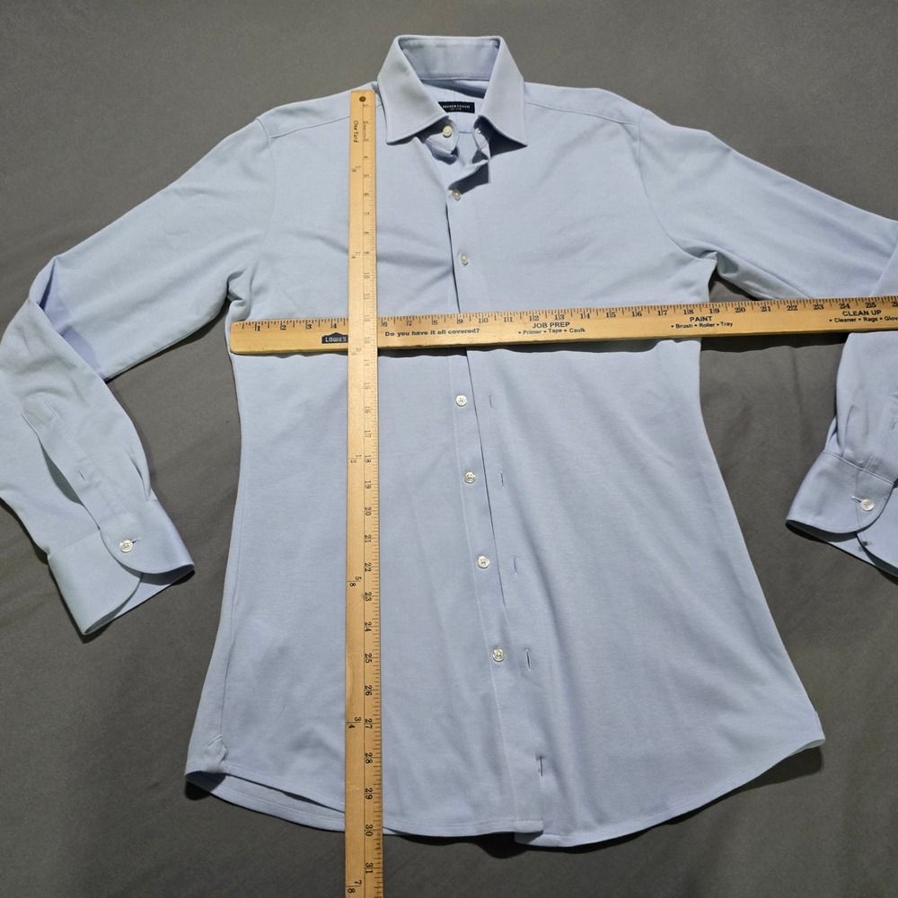Proper Cloth Dress Shirt Mens 15.5 34.7 Light Blue Japanese Performance Knit - Picture 3 of 7